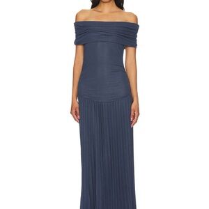 Lioness Off-Shoulder Navy Dress (Size Medium)